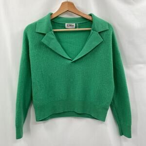 27 Miles cashmere green ribbed crop collar sweater